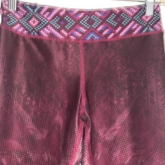 Evolution & Creation Womens Geometric Print Burgundy Leggings Size S - Picture 3 of 8